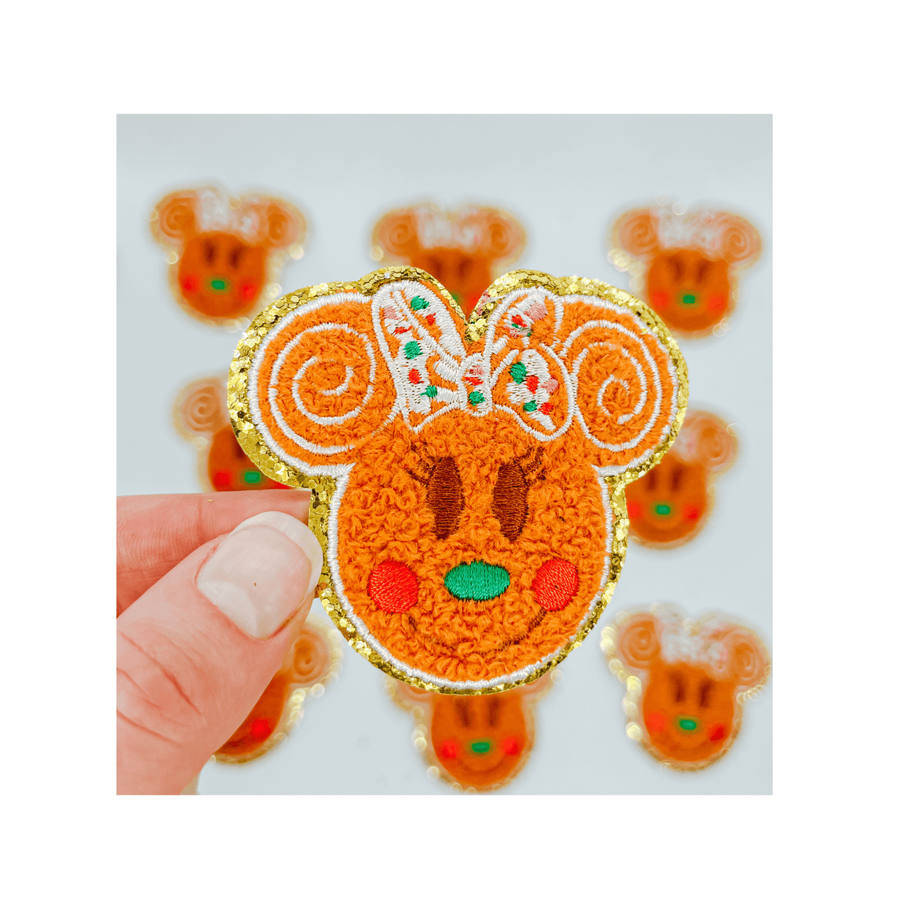 Gingerbread Miss Mouse Head Patch