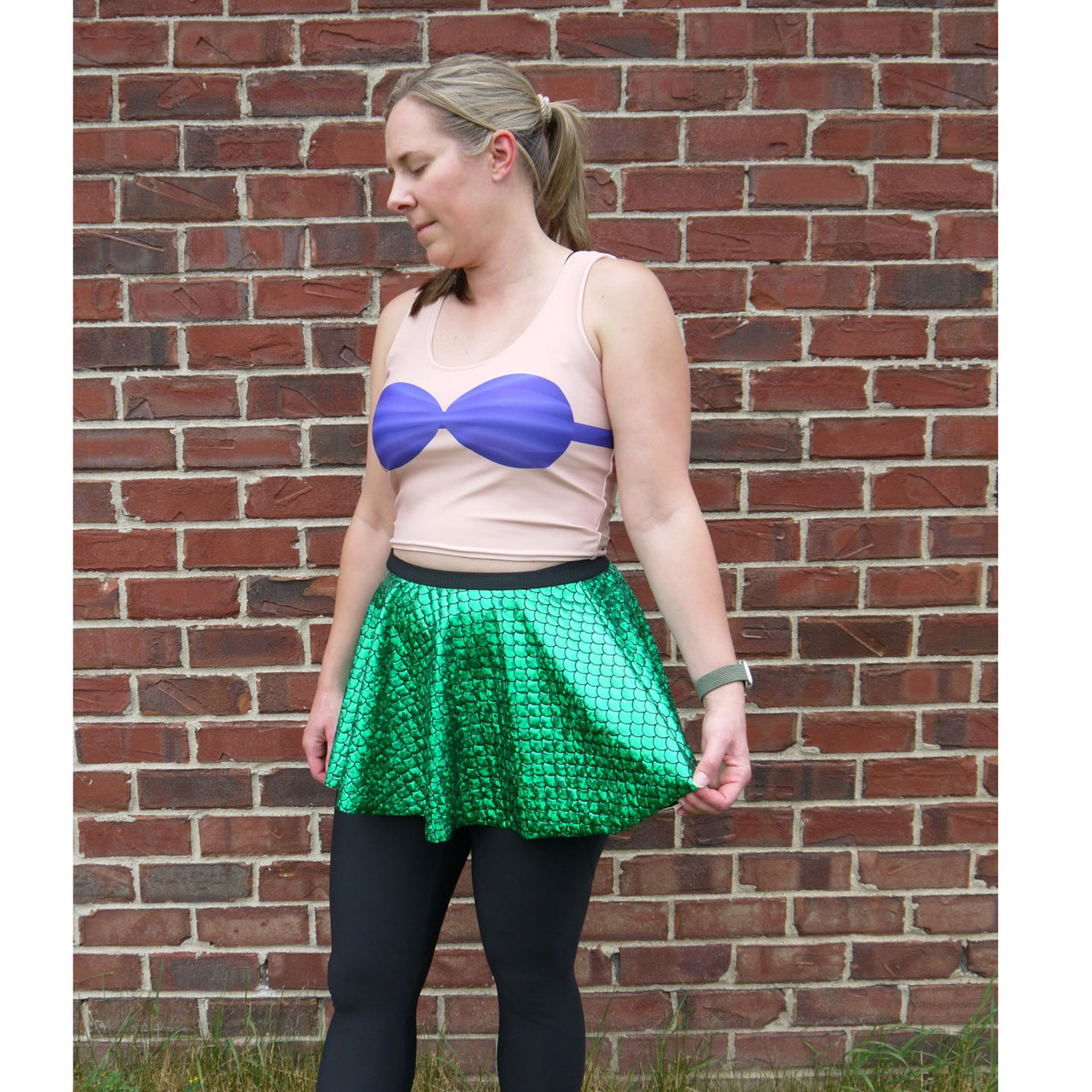 Mermaid Holograph Sparkle Running Skirt